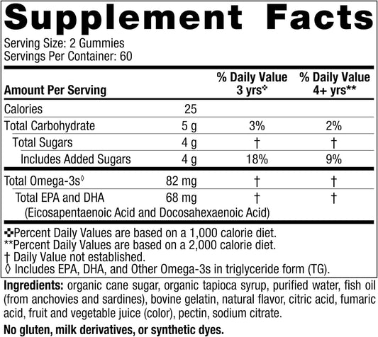 Nordic Naturals Nordic Omega-3 Gummies, Tangerine - 120 Gummies - 82 mg Total Omega-3s with EPA & DHA - Non-GMO - 60 Servings