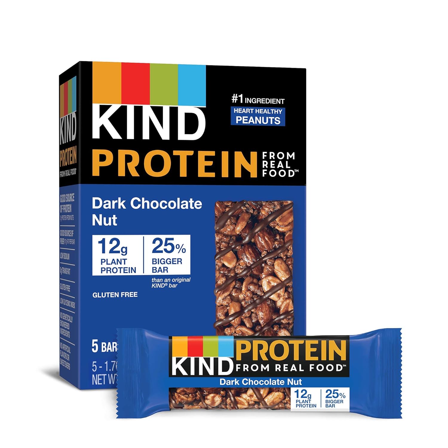 Kind Protein Bars Dark Chocolate Nut, Gluten Free, 12G Protein, 1.76 Oz, Double Dark Chocolate Nut, 30 Count