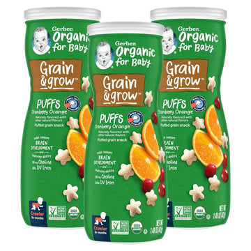 Gerber Organic for Baby Grain & Grow Puffs Snacks (Cranberry Orange)