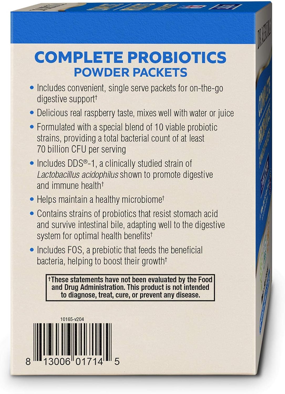 Dr. Mercola Complete Probiotics Powder Packets, 30 Servings (30 Packets), 70 Billion CFU, Natural Raspberry Flavor, Dietary Supplement, Digestive & Immune Support, Non-GMO : Health & Household