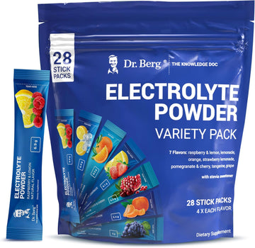 Dr. Berg Sugar Free Electrolyte Powder Packets (Variety Pack) - Daily Electrolyte Drink Mix - 28 Total Hydration Packets Sugar Free - Keto Electrolytes Powder Packets No Sugar - 7 Delicious Flavors