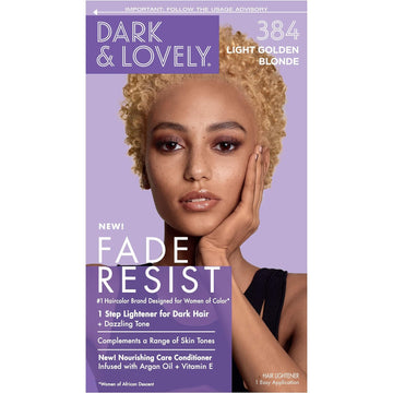 SoftSheen-Carson Dark and Lovely Fade Resist Rich Conditioning Hair Color, Permanent Hair Color, Up To 100 percent Gray Coverage, Brilliant Shine with Argan Oil and Vitamin E, Light Golden Blonde
