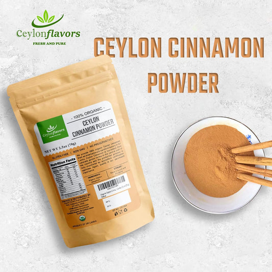 Organic Ceylon Cinnamon Powder From Sri Lanka 2.5 Oz (70 G)