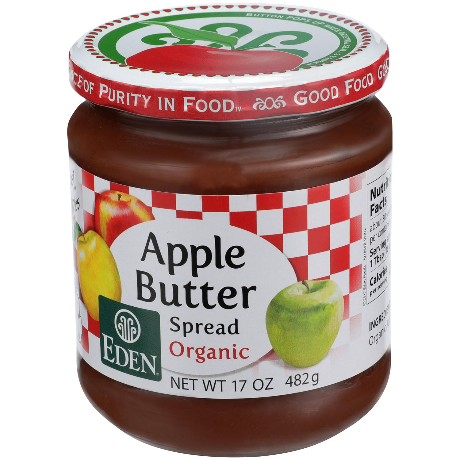 Eden Organic Apple Butter Spread, No Sugar Added, Great Lakes Apples, Slow Kettle Simmered, 17 Oz Glass Jar : Grocery & Gourmet Food