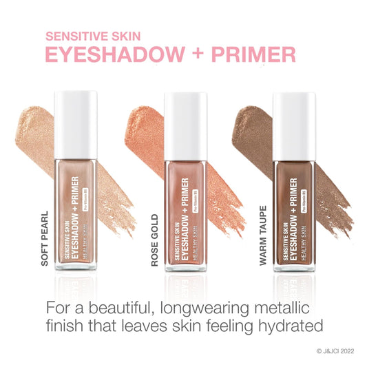 Neutrogena Sensitive Skin Eyeshadow + Primer, a Longwearing, 2-in-1 Metallic Eyeshadow for Sensitive Skin with Pro-Vitamin B5, Lightweight Cream-to-Powder Formula, Warm Taupe, 0.22 oz