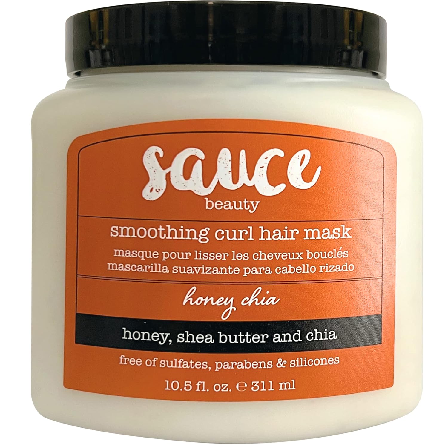 SAUCE BEAUTY Honey Chia Smoothing Curl Mask - 10.5 Fl Oz Curly Hair Mask for Dry & Frizzy Hair - Hydrating & Taming Mask for Naturally Curly & Wavy Hair (Honey Chia)