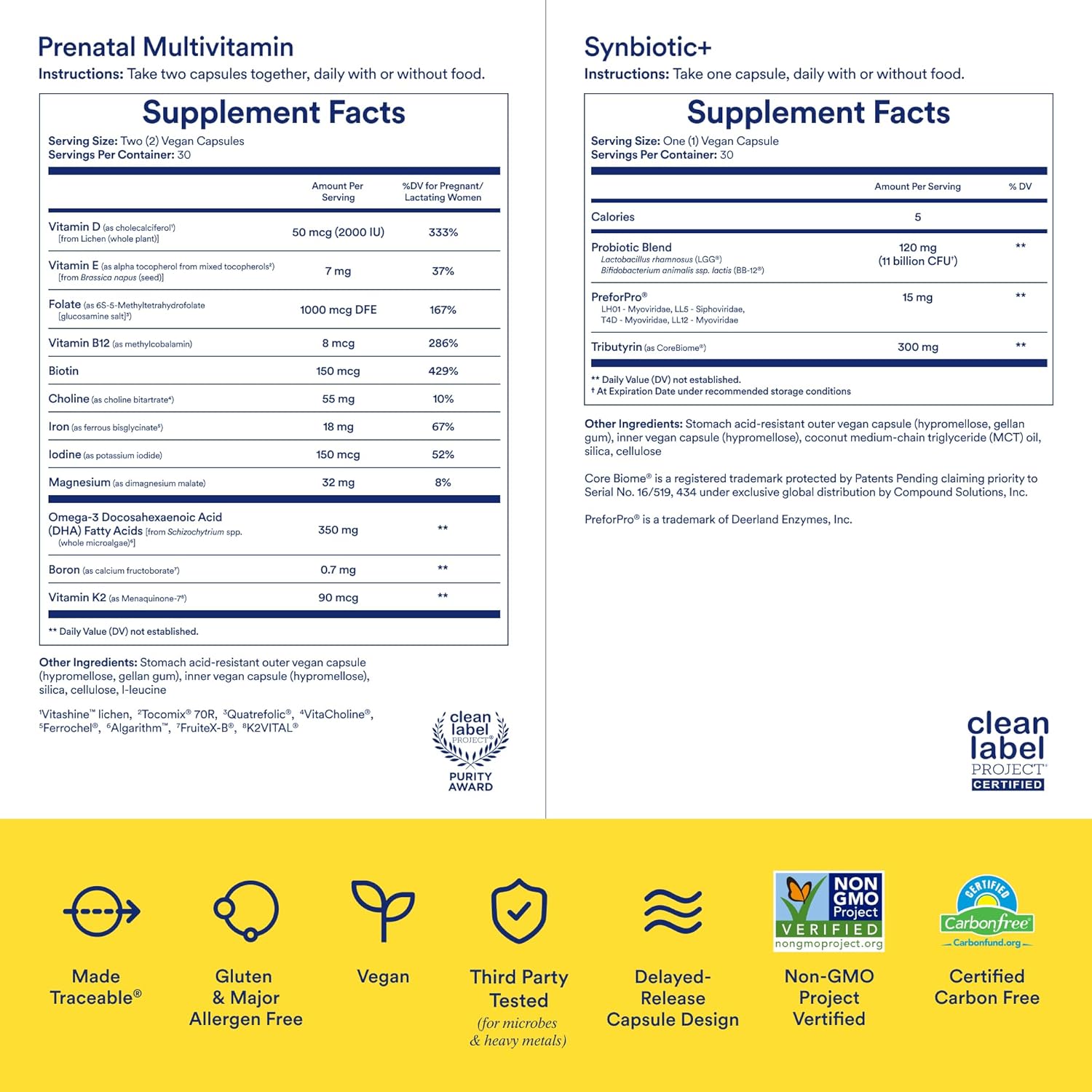 Ritual Prenatal Multivitamin and Gut Duo Supplements with Prenatal Vitamins and Synbiotic+: 3-in-1 Probiotic, Prebiotic, Postbiotic, Supports Pregnancy, and Gut Health, 30 Day Supply : Health & Household