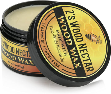 Z's Wood Nectar: (9oz) Food Grade Wood Wax Conditioner for Cutting Boards, Butcher Blocks, Countertops, Bamboo, Kitchen Utensils and More -CedarWood LemonGrass