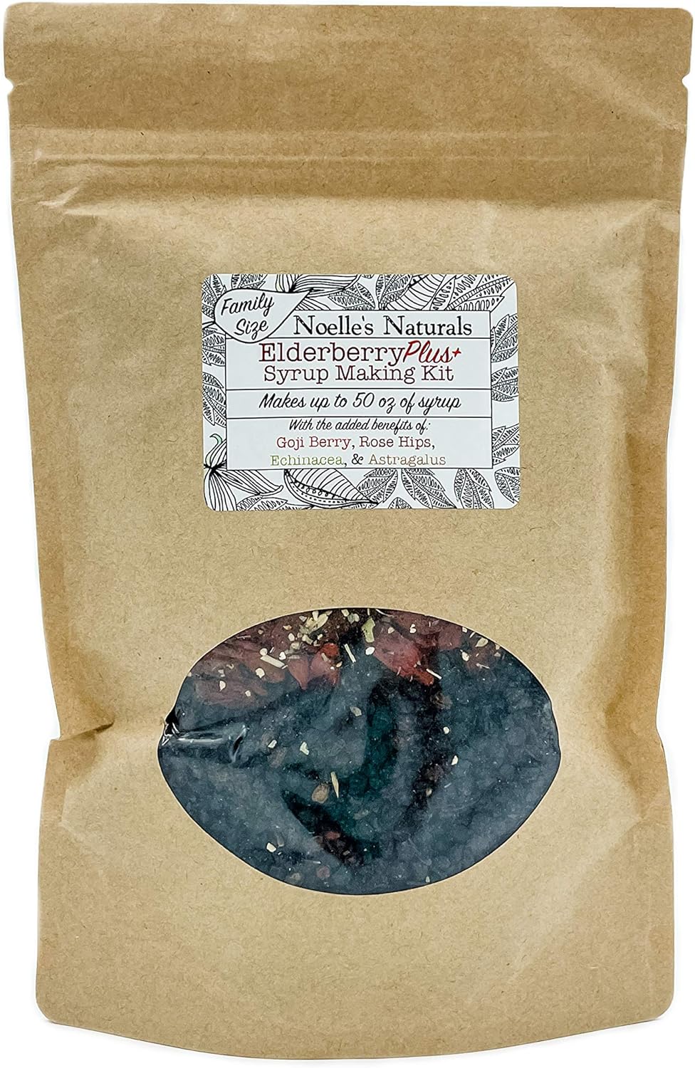 Elderberry Plus+ Family Size, Elderberry Syrup Making Kit - Makes 50 Oz - Includes Free Brew Bag - Just Add Your Own Honey - Easy To Make At Home - Natural & Organic Ingredients