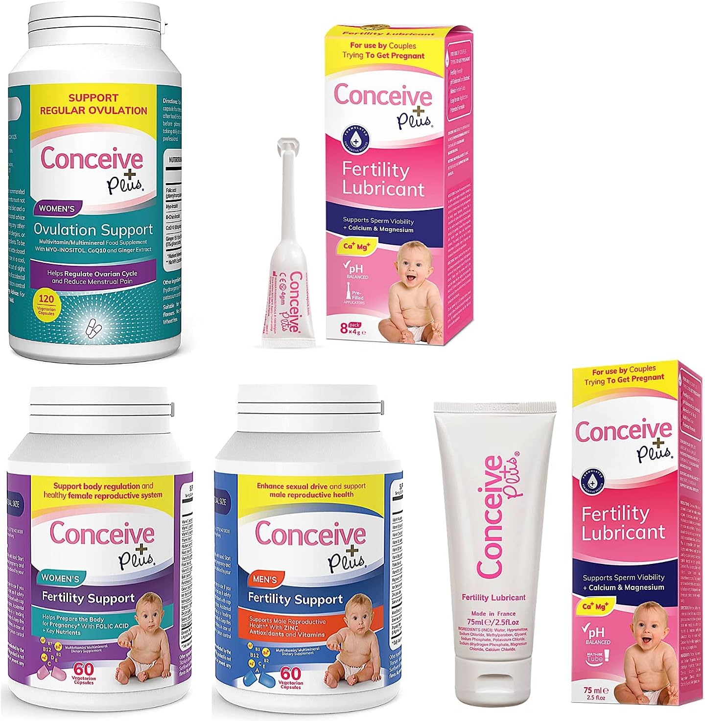 Conceive Plus Complete Fertility Bundle - Trying To Conceive Couples Kit Ttc Fertility Supplements And Sperm Friendly Lubricants