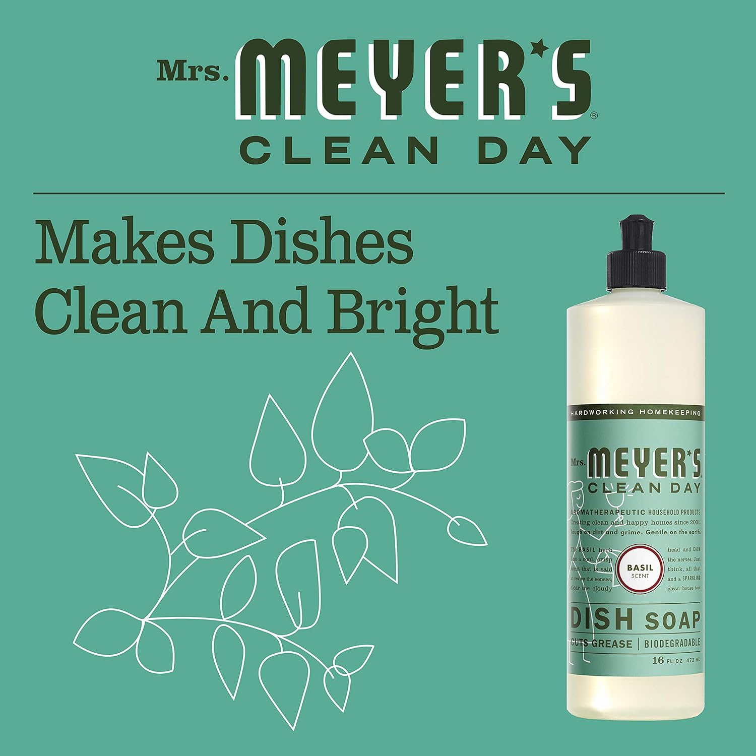 Mrs. Meyer's Clean Day Liquid Dish Soap - 16 oz - Basil - 2 pk : Health & Household