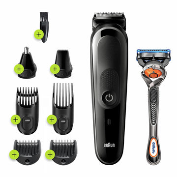 Braun Hair Clippers For Men, 7-In-1 Beard, Ear & Nose Trimmer, Mens Grooming Kit, Cordless & Rechargeable, With Gillette Proglide Razor, Blue, 9 Piece Set