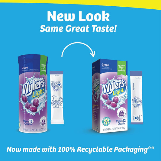 Wyler'S Light Pitcher Packs, Water Drink Mix, Grape, 6 Boxes (36 Pitcher Packets)