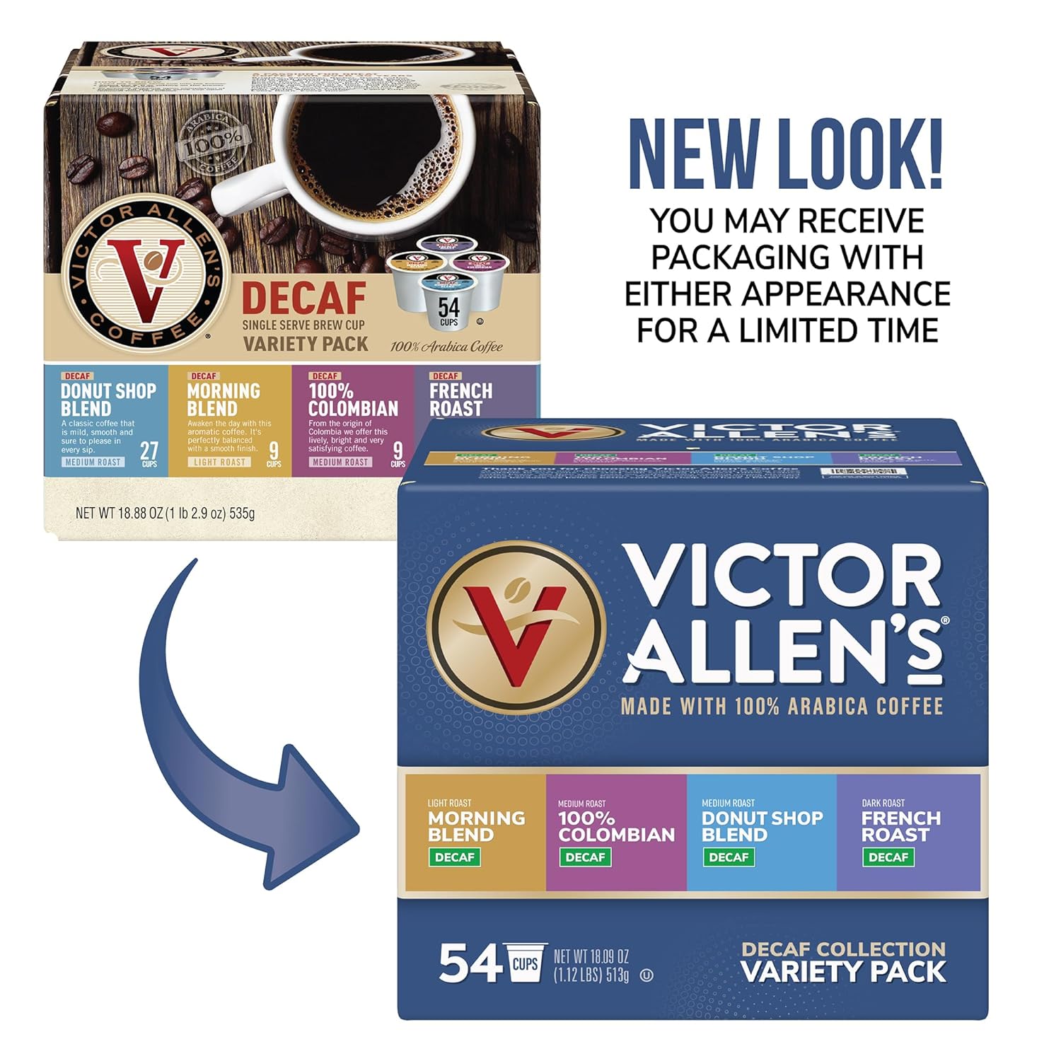 Victor Allen'S Coffee Decaf Variety Pack, 54 Count, Single Serve Coffee Pods For Keurig K-Cup Brewers