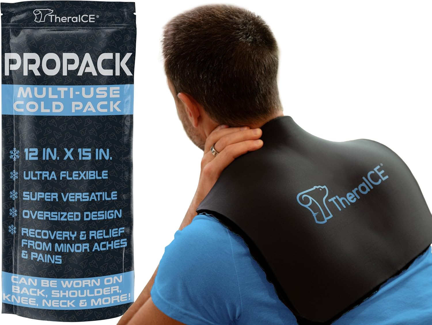 Theraice Propack Cold Therapy Reusable Cold Gel Ice Pack - Extra Large 12X15 - Great For Muscular Back Pain, Shoulder, Hip Knee - Oversized Multipurpose Cold Icepack For Minor Aches & Pains