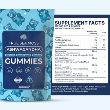 Sea Moss Elderberry Gummies For Adults & Kids - Magnesium, Burdock Root & Bladderwrack – Supports Immune, Boost Energy, Skin & Hair Health, Detox – Made In Usa - 60 Vegan Gummies