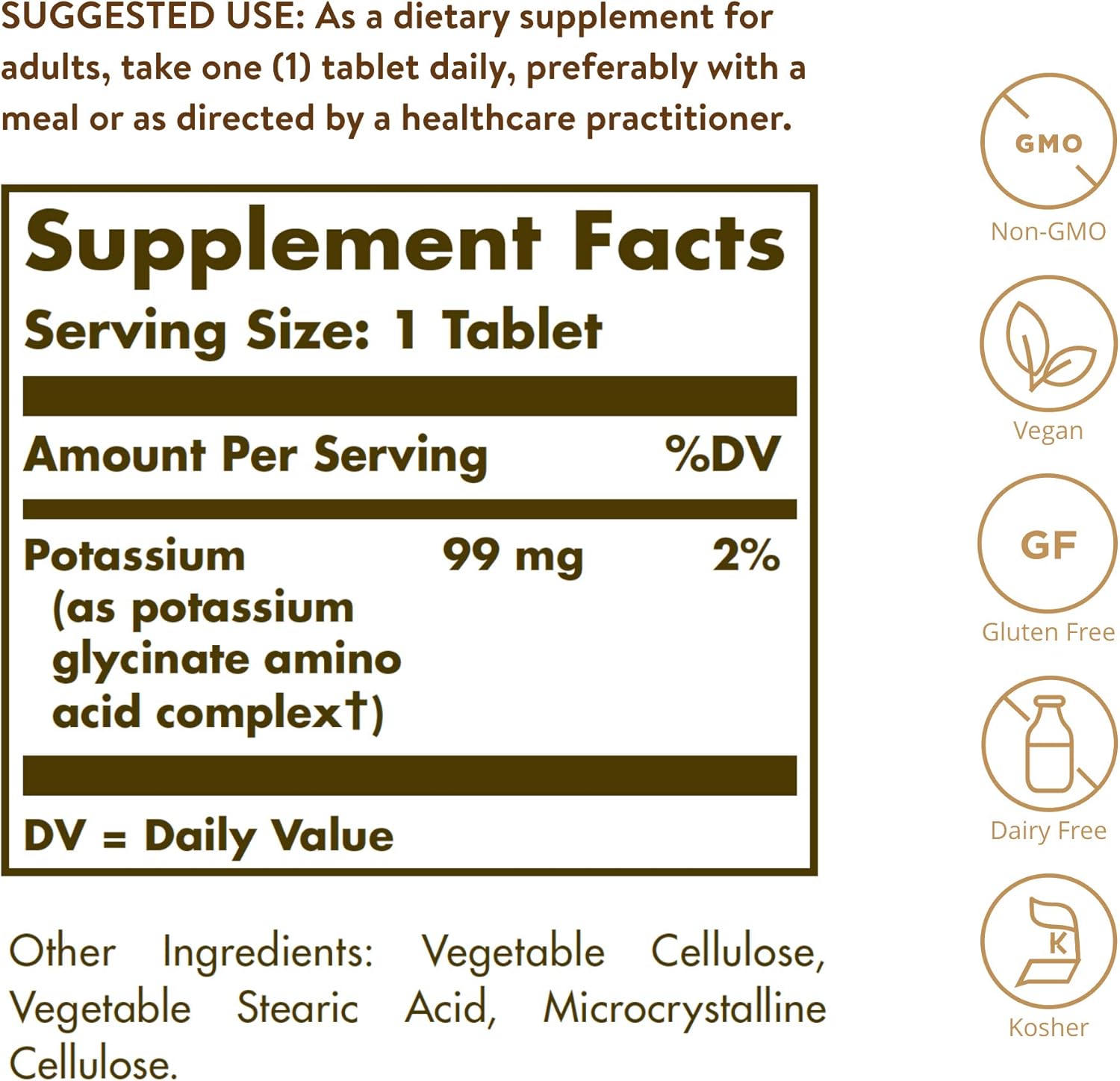 Solgar Potassium Amino Acid Complex, 100 Tablets - Nerve & Muscle Health - Promotes Electrolyte Balance - Non-GMO, Vegan, Gluten Free, Dairy Free, Kosher - 100 Servings