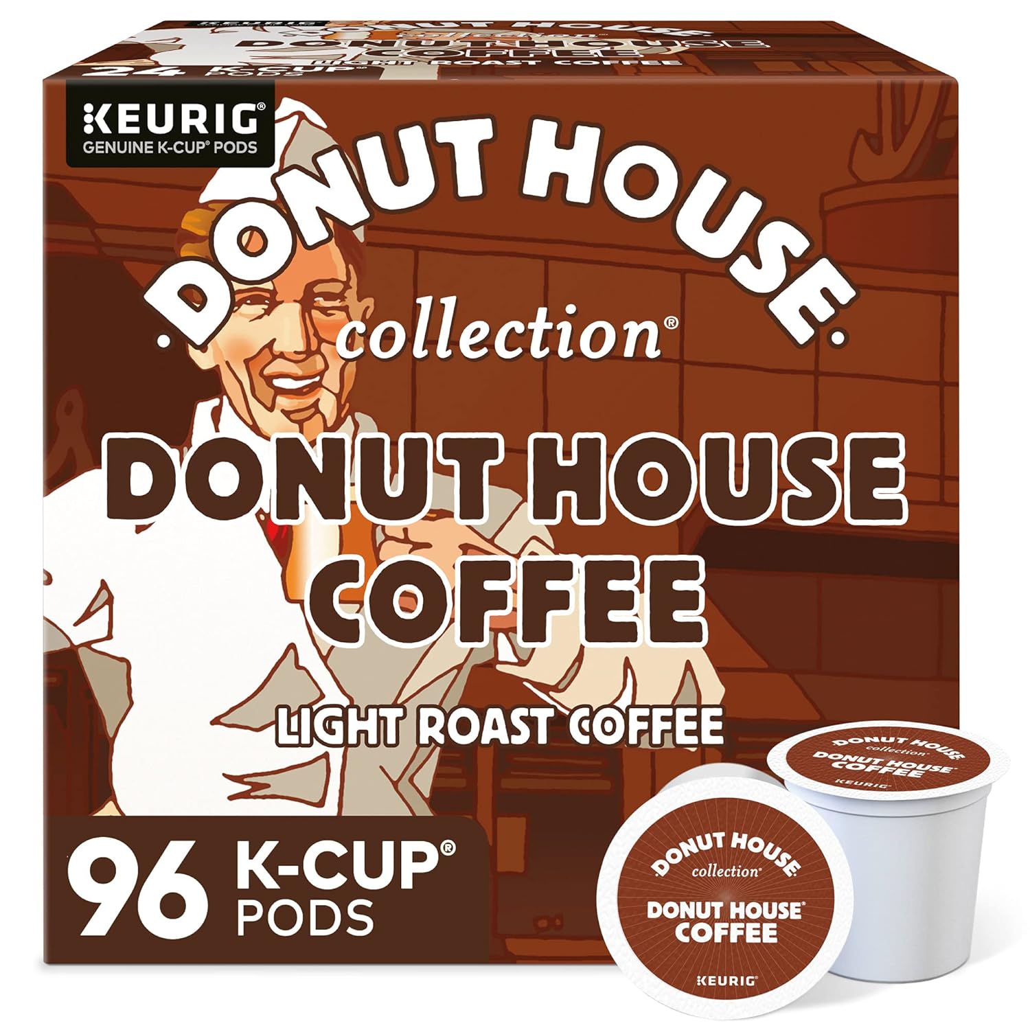 Donut House Collection Donut House Coffee Keurig Single-Serve K-Cup Pods, Light Roast Coffee, 96 Count