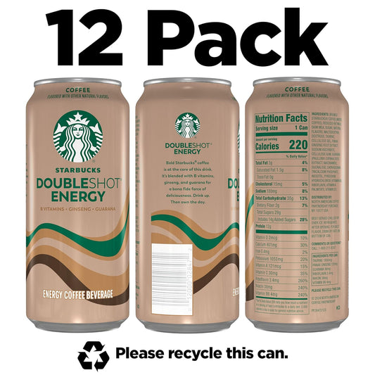Starbucks Doubleshot Energy Drink Coffee Beverage, Coffee, Iced Coffee, 15 Fl Oz Cans (Packaging May Vary) (Pack Of 12)
