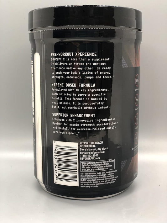 Beyond Raw Concept X | Clinically Dosed Pre-Workout Powder | Contains Caffeine, L-Citrulline, Creatine, And Beta-Alanine | Orange Mango | 20 Servings