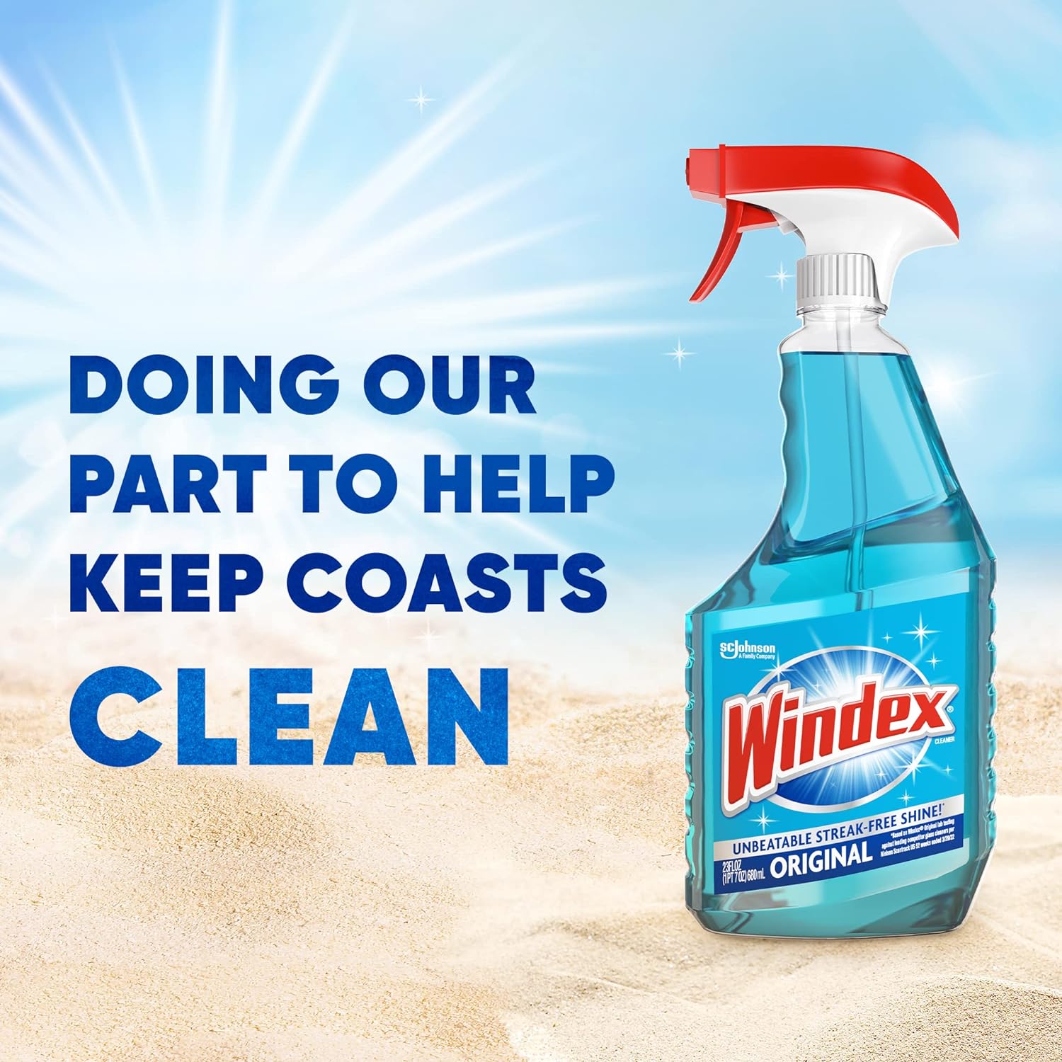 Windex Glass Cleaner Spray, Original Blue Window Cleaner Works on Smudges and Fingerprints, Bottle Made from 100% Recovered Coastal Plastic, 32 Fl Oz : Health & Household