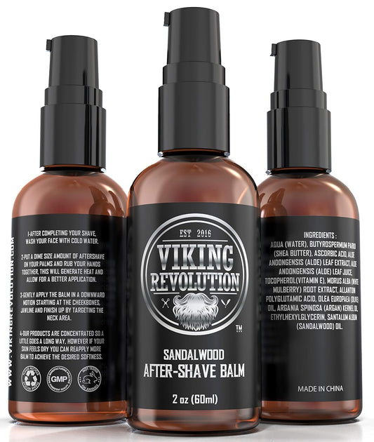 Viking Luxury After-Shave Balm - Soothes Face, Moisturizes After Shaving, Eliminates Razor Burn - Sandalwood Scent