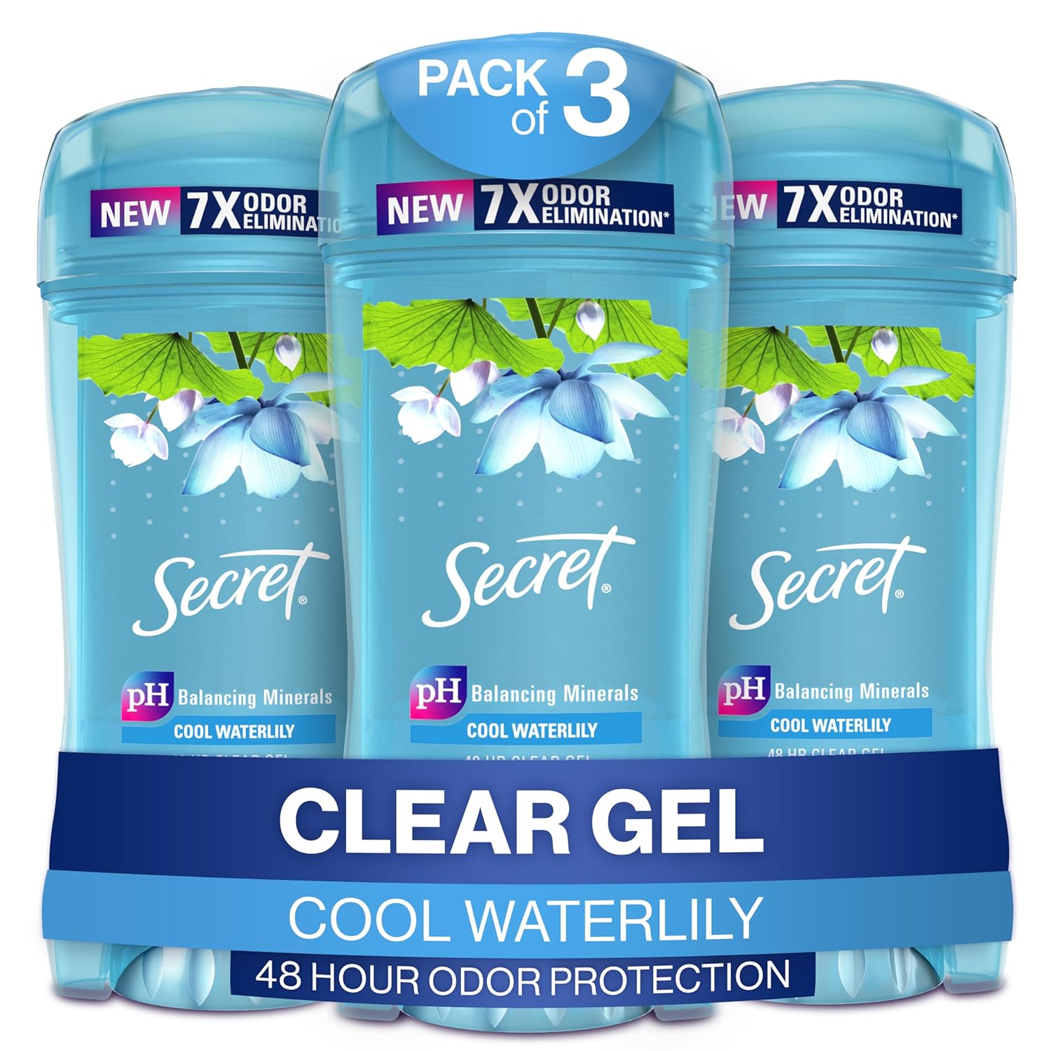 Secret Fresh Clear Gel Antiperspirant And Deodorant For Women, Waterlily Scent, 2.6Oz (Pack Of 3)