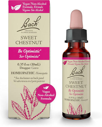 Bach Original Flower Remedies, Sweet Chestnut For Optimism (Non-Alcohol Formula), Natural Homeopathic Flower Essence, Holistic Wellness And Stress Relief, Vegan, 10Ml Dropper