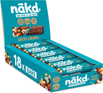 Nakd Salted Caramel Natural Fruit & Nut Bars - Vegan - Healthy Snack - Gluten Free - 35G X 18 Bars