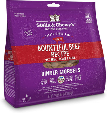 Stella & Chewy'S Freeze-Dried Raw Cat Dinner Morsels – Grain Free, Protein Rich Cat & Kitten Food – Bountiful Beef Recipe – 8 Oz Bag
