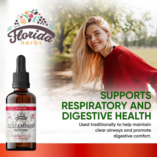 Elecampane Tincture, Organic Elecampane Extract (Inula Helenium) Dried Root Herbal Supplement, Non-Gmo In Cold-Pressed Organic Vegetable Glycerin, 700 Mg, 2 Oz (60 Ml)
