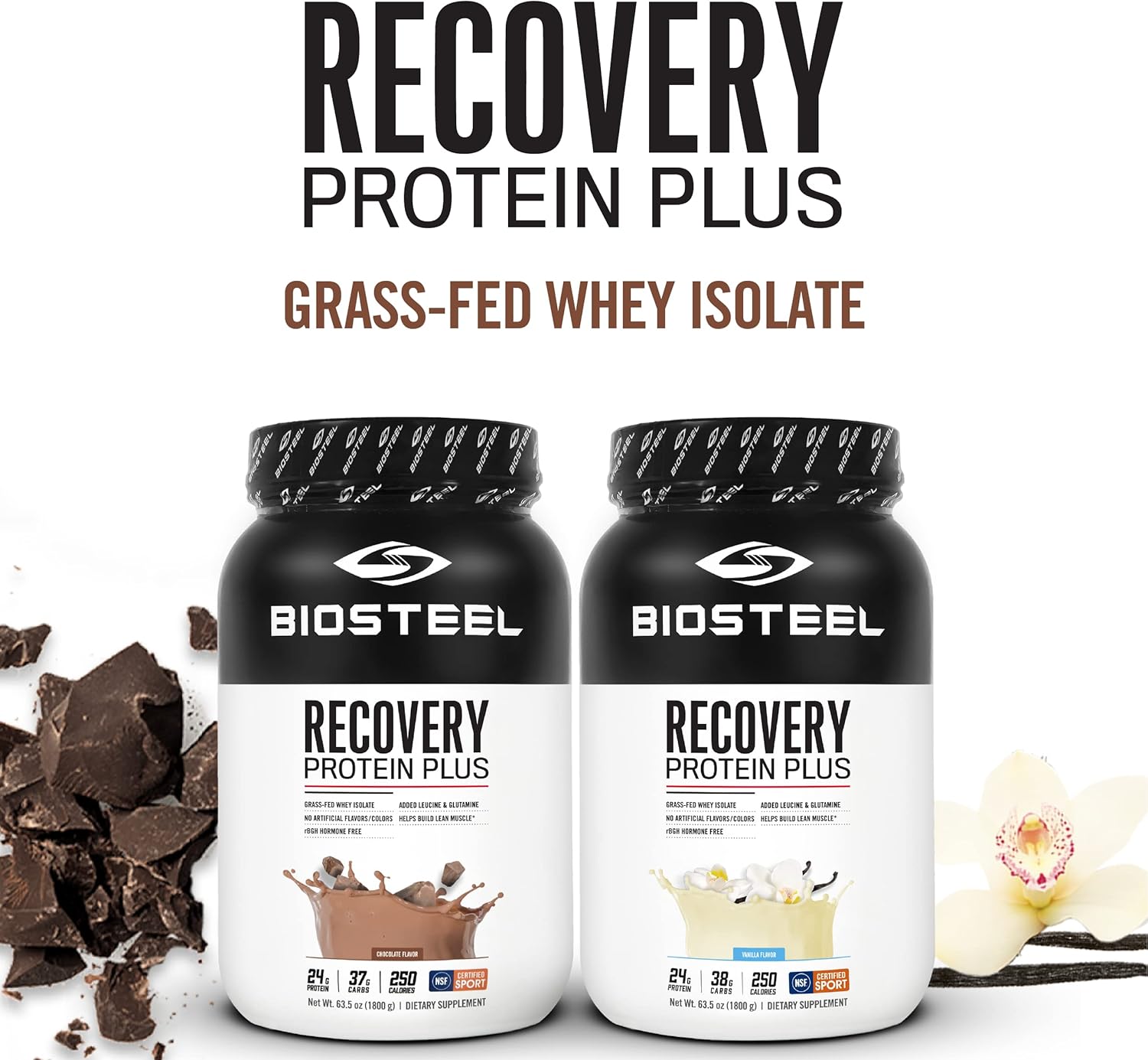 Biosteel Recovery Protein Plus Powder Supplement, Grass-Fed And Non-Gmo Formula, Chocolate, 27 Servings : Health & Household
