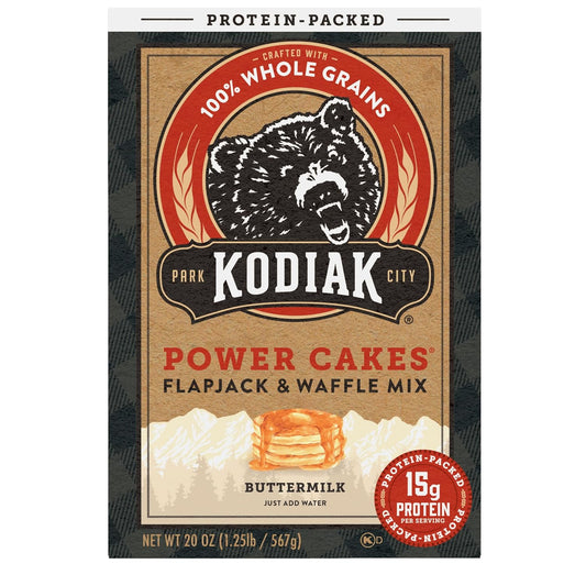 Kodiak Cakes Protein Pancake Power Cakes, Flapjack and Waffle Baking Mix, Buttermilk, 20 Oz, (Pack of 6)