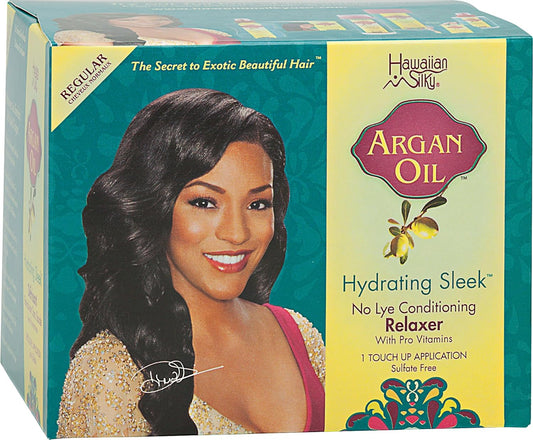 Hawaiian Silky Argan Oil Hydrating Sleek no Lye Touch Up Relaxer - Regular HA17 : Beauty & Personal Care