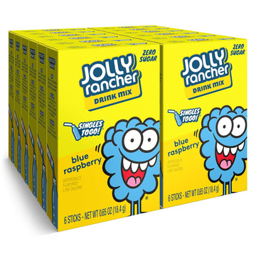 Jolly Rancher Rancher Singles To Go Water Drink Mix, Blue Raspberry, 12 Boxes With 6 Packets Each, 72 Total Servings