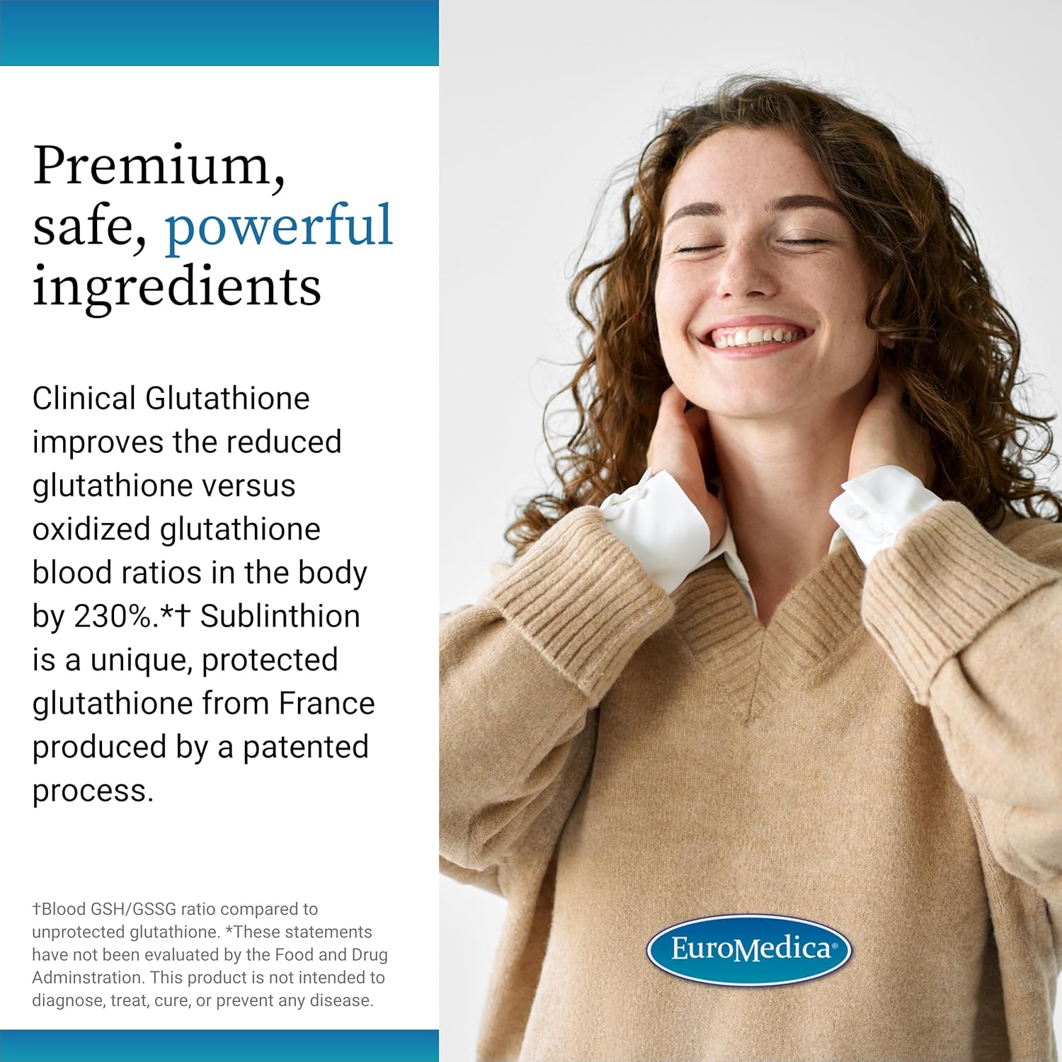 Euromedica Clinical Glutathione - Antioxidant Supplement For High Absorption - Dietary Supplement With L-Glutathione - Vegan Supplement To Support Cell Health - 60 Slow Melt Tablets : Health & Household
