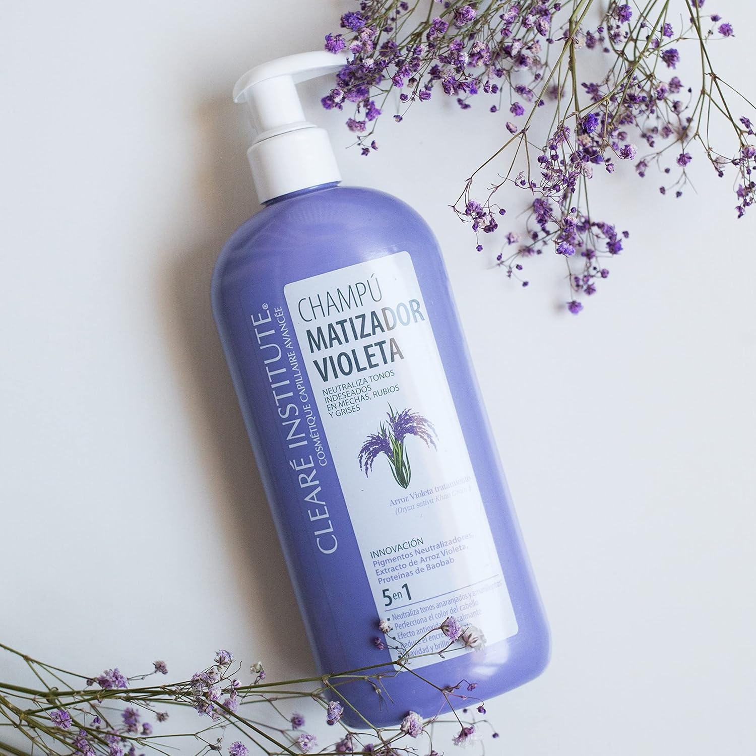 Clearé Institute Purple Colour Shampoo Neutralises Unwanted Tones Purple Colour Shampoo Specially for Dyed, Blonde, Bleached or Grey Hair 96.6% Natural Ingredients 400 ml