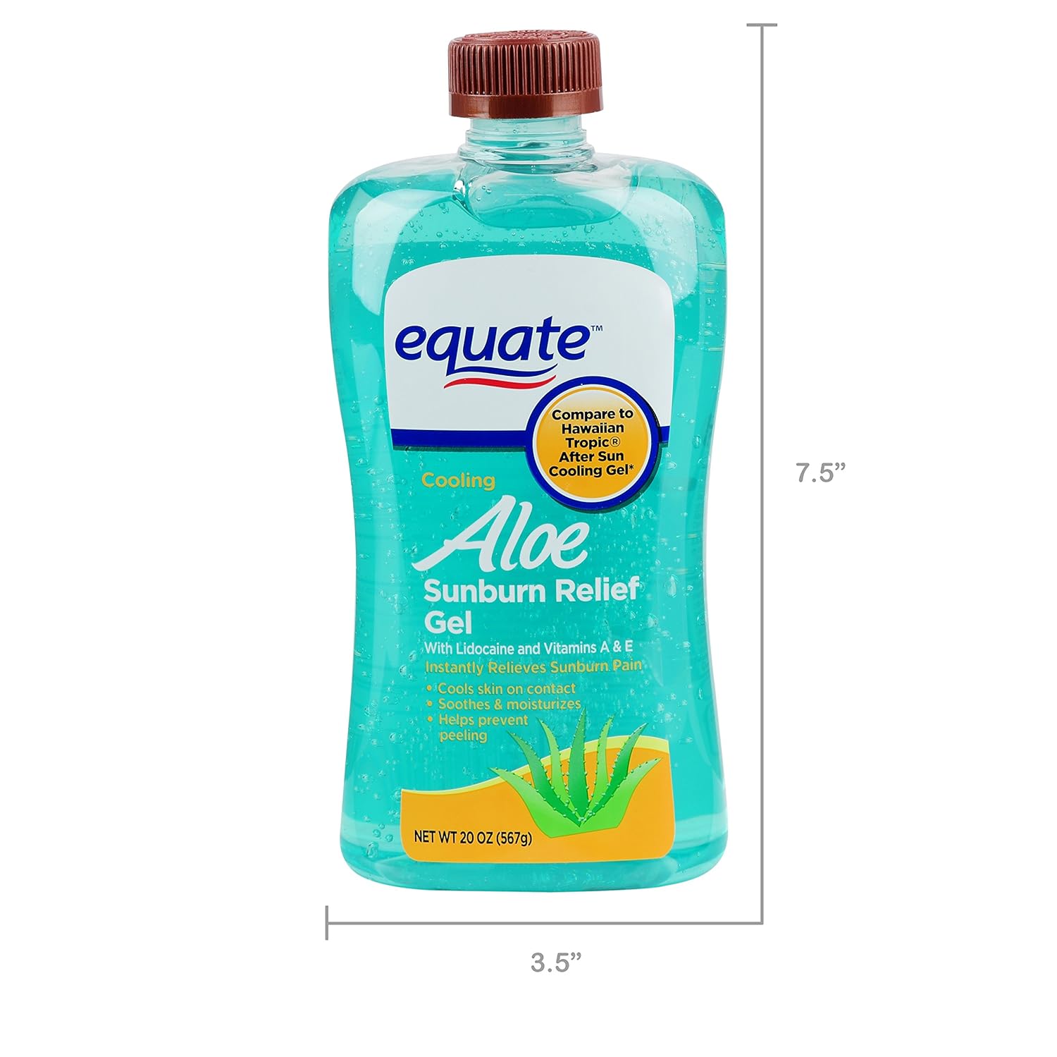 Equate (Compare To Hawaiian) Tropic After Sun Cooling Gel Aloe, Lidocaine, And Vitamins A & E 20 Oz : Beauty & Personal Care