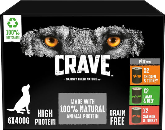Crave Dog Food Wet - Can Mixed in Pate, 6 x 400 g?434130