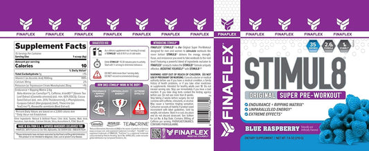 FINAFLEX STIMUL8 Original Super Pre-Workout, Blue Raspberry - Energy,