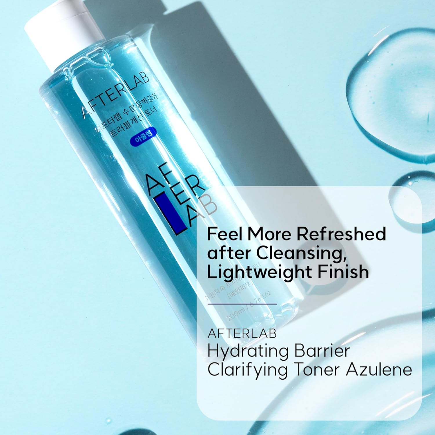 Afterlab Hydrating Barrier Clarifying Toner Azulene - Ph5.5 Water-Based Hydrating Toner For Soothing Skin And Reducing Breakouts - Korean Skin Care Toner (6.76 Fl Oz)