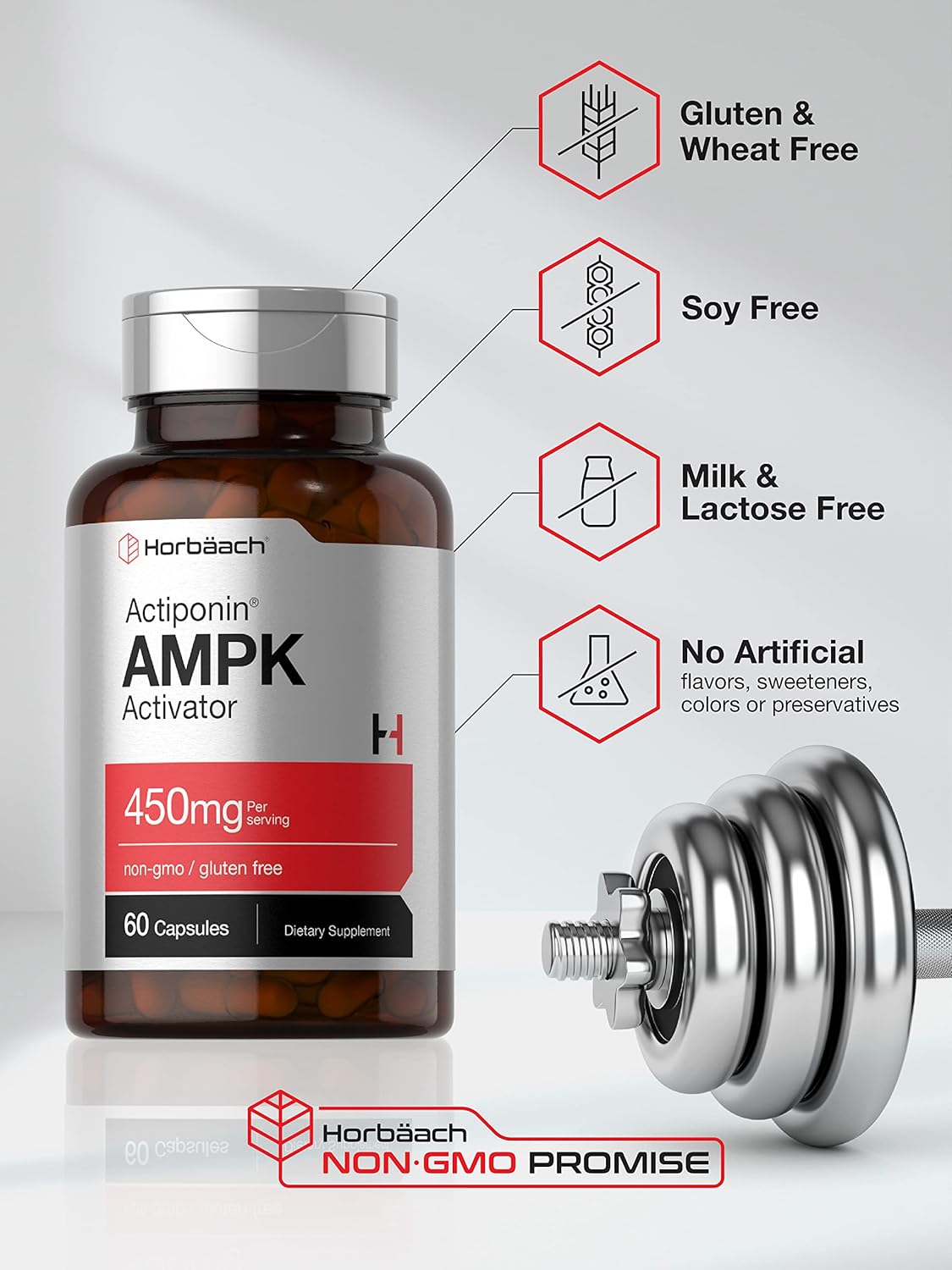 Horbäach AMPK Metabolic Activator 450 mg | 60 Capsules | Non-GMO, Gluten Free | Jiaogulan Gynostemma : Health & Household