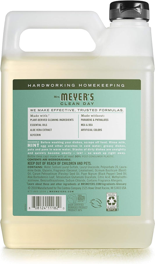 Mrs. Meyer'S Clean Day Liquid Dish Soap Refill, Biodegradable Formula, Basil, 48 Fl. Oz