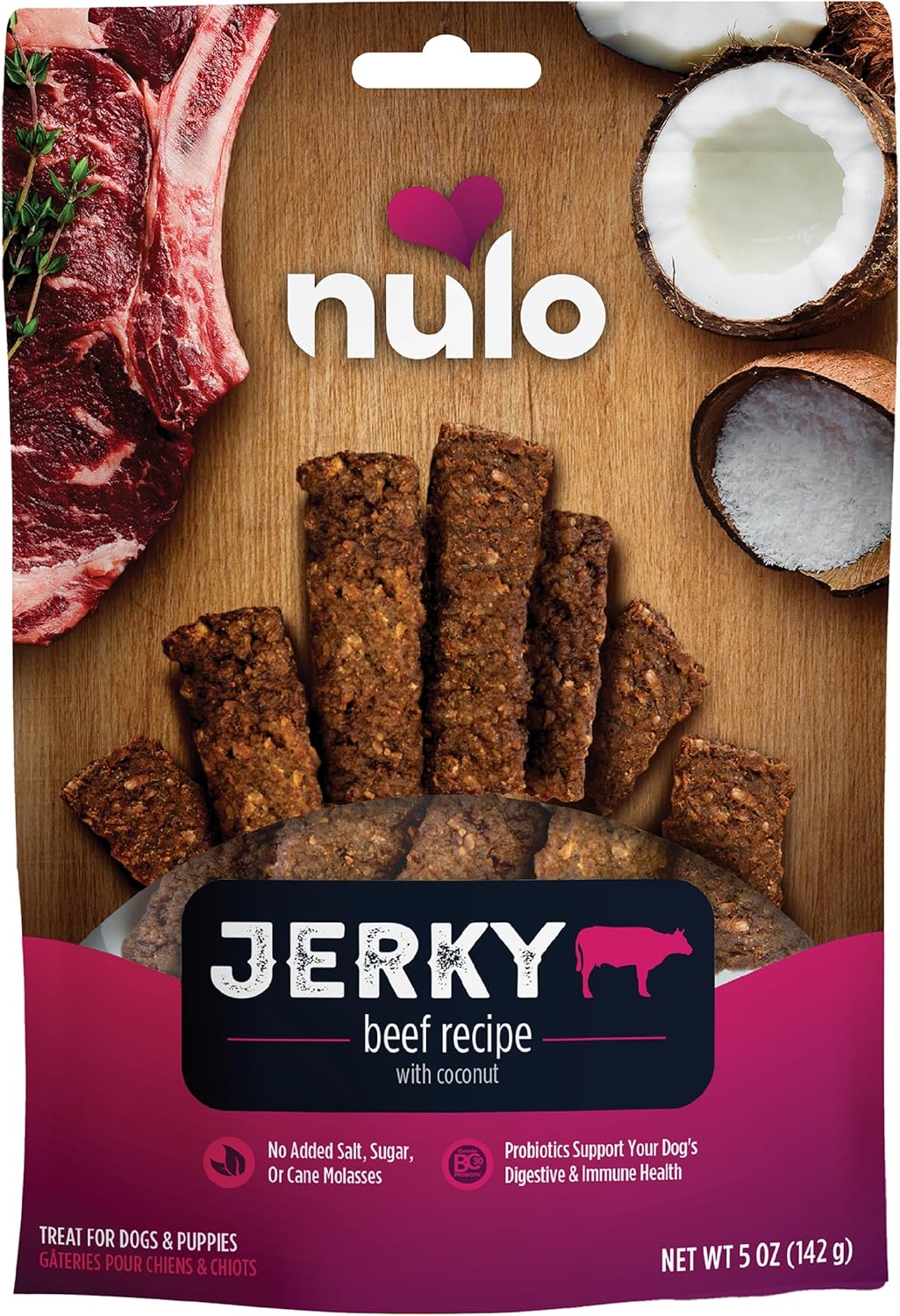 Nulo Premium Jerky Strips Dog Treats, Grain-Free High Protein Jerky Strips Made With Bc30 Probiotic To Support Digestive & Immune Health 5 Ounce (Pack Of 1)