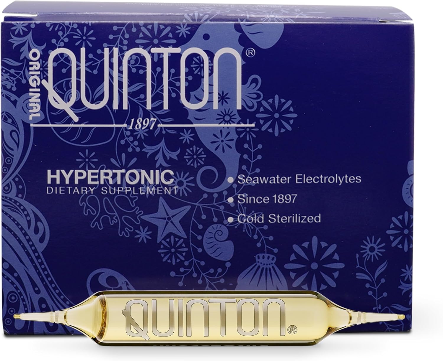 Quicksilver Scientific Original Quinton Hypertonic Solution - Sea Water Hydration - Liquid Minerals With Electrolytes For Muscle Recovery, Stamina+Mineral Replenishment (30 Single Serving Glass Vials)