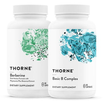 Thorne Basic B Complex (60 Capsules) & Berberine (60 Capsules) Bundle - Supports Heart Health, Immune System Function & Brain Health - Gluten Free, Dairy Free