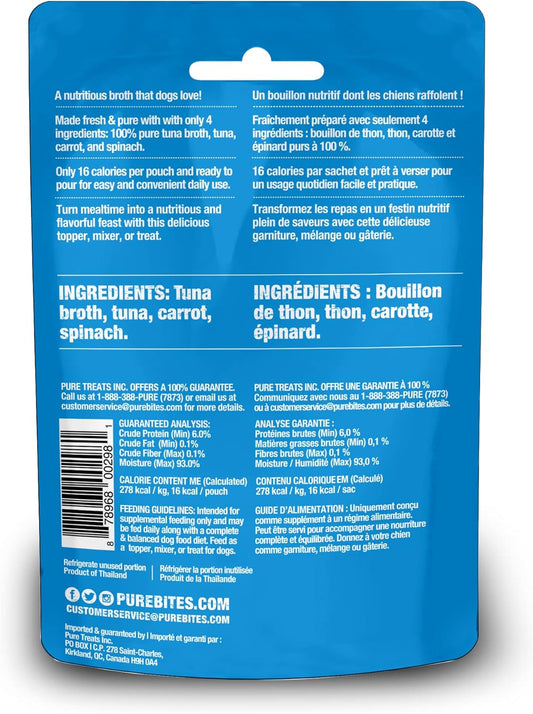 Purebites Tuna Broths For Dogs, Only 4 Ingredients, Case Of 18