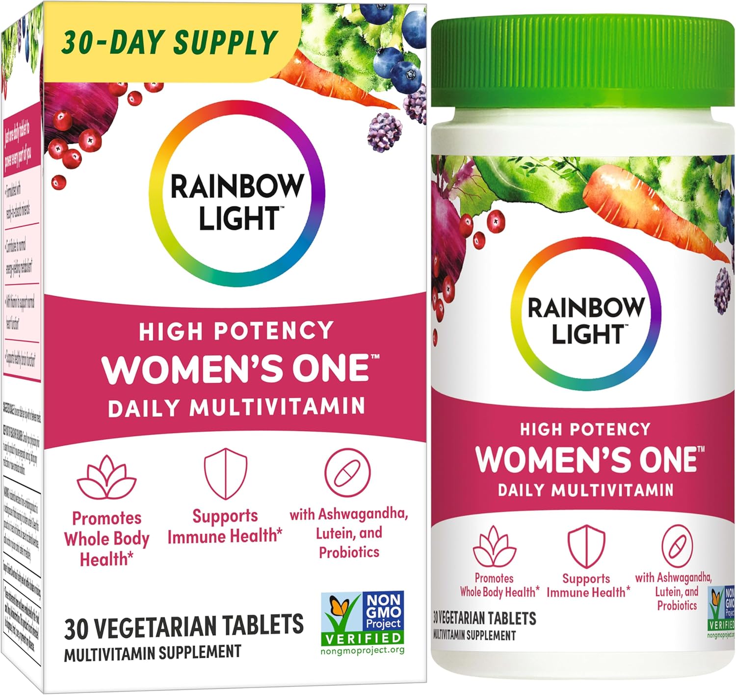 Rainbow Light Womens One High-Potency Daily Multivitamin, Womens Multivitamin Provides High-Potency Immune Support, With Vitamin C, Biotin And Ashwagandha, Vegetarian, 30 Count