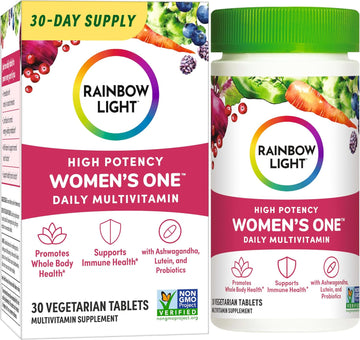 Rainbow Light Womens One High-Potency Daily Multivitamin, Womens Multivitamin Provides High-Potency Immune Support, With Vitamin C, Biotin And Ashwagandha, Vegetarian, 30 Count