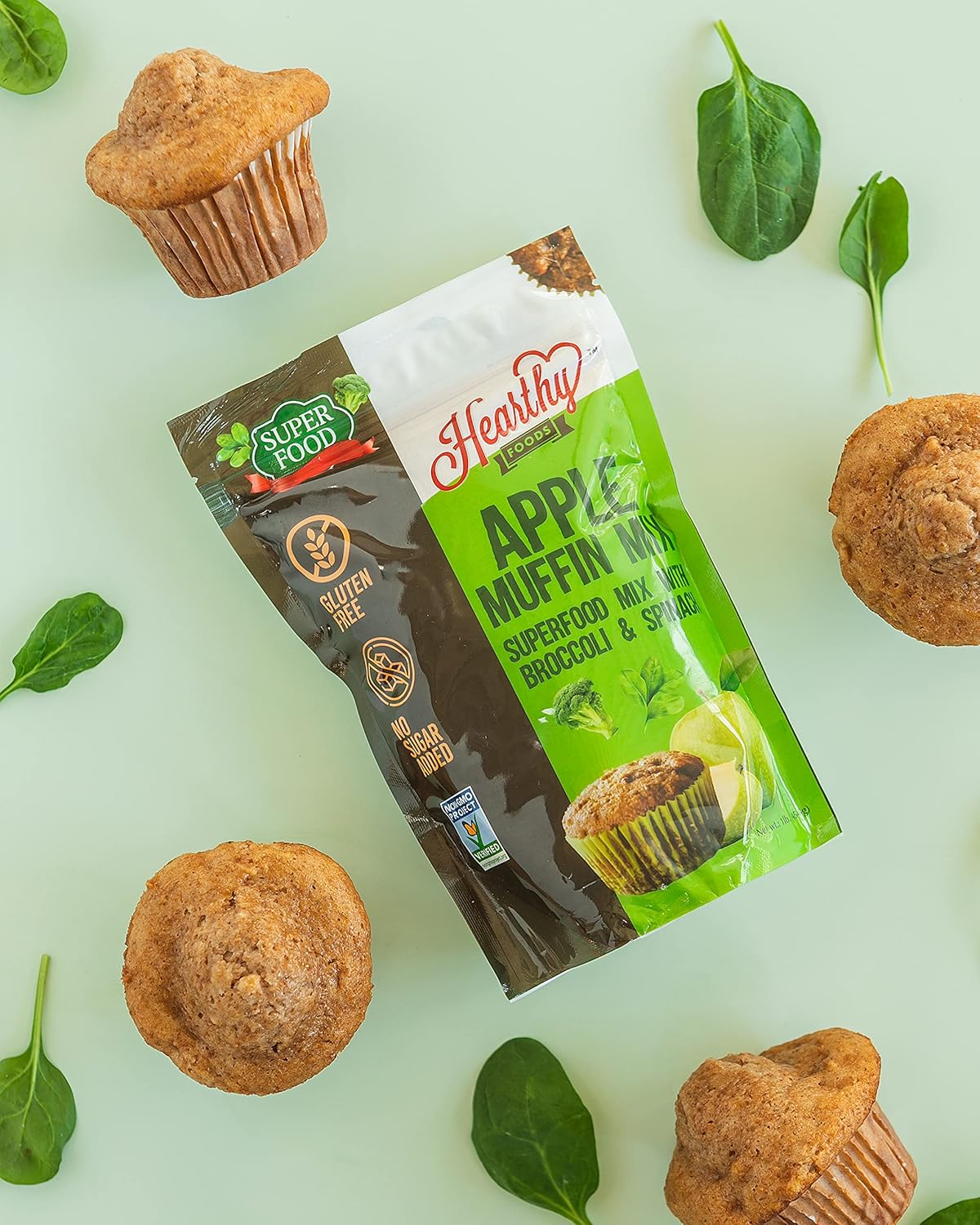 Hearthy Foods Apple Muffin Mix - Contains Superfood Flours Spinach & Broccoli